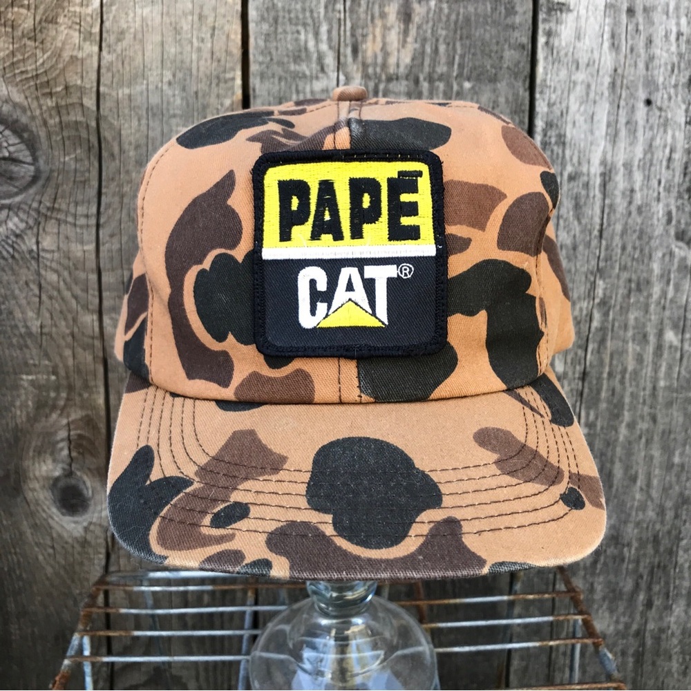 Vintage Pape CAT Caterpillar Duck Camo Embroidered Patch Snapback Cap Hat